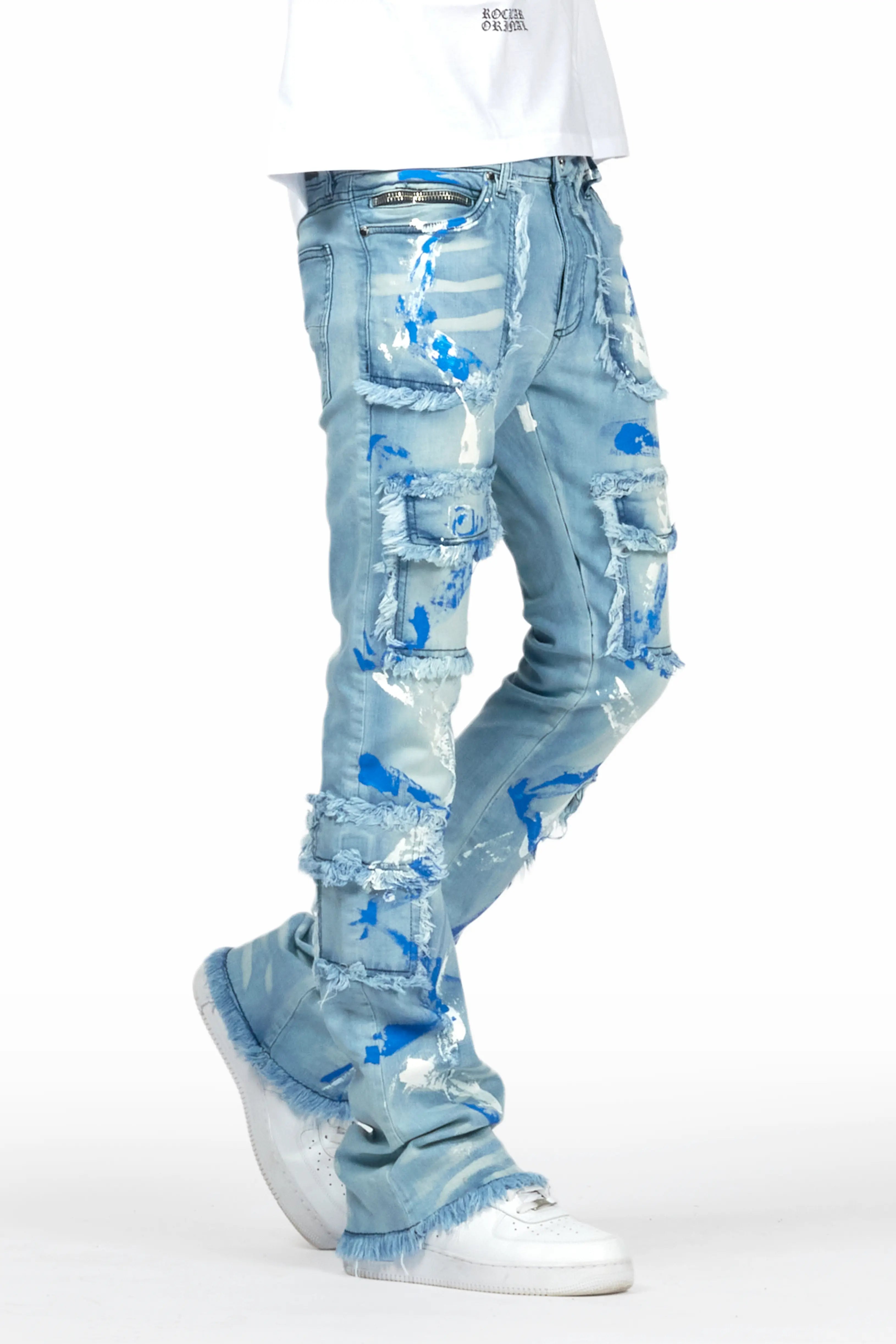 Randi Blue Painter Stacked Flare Jean