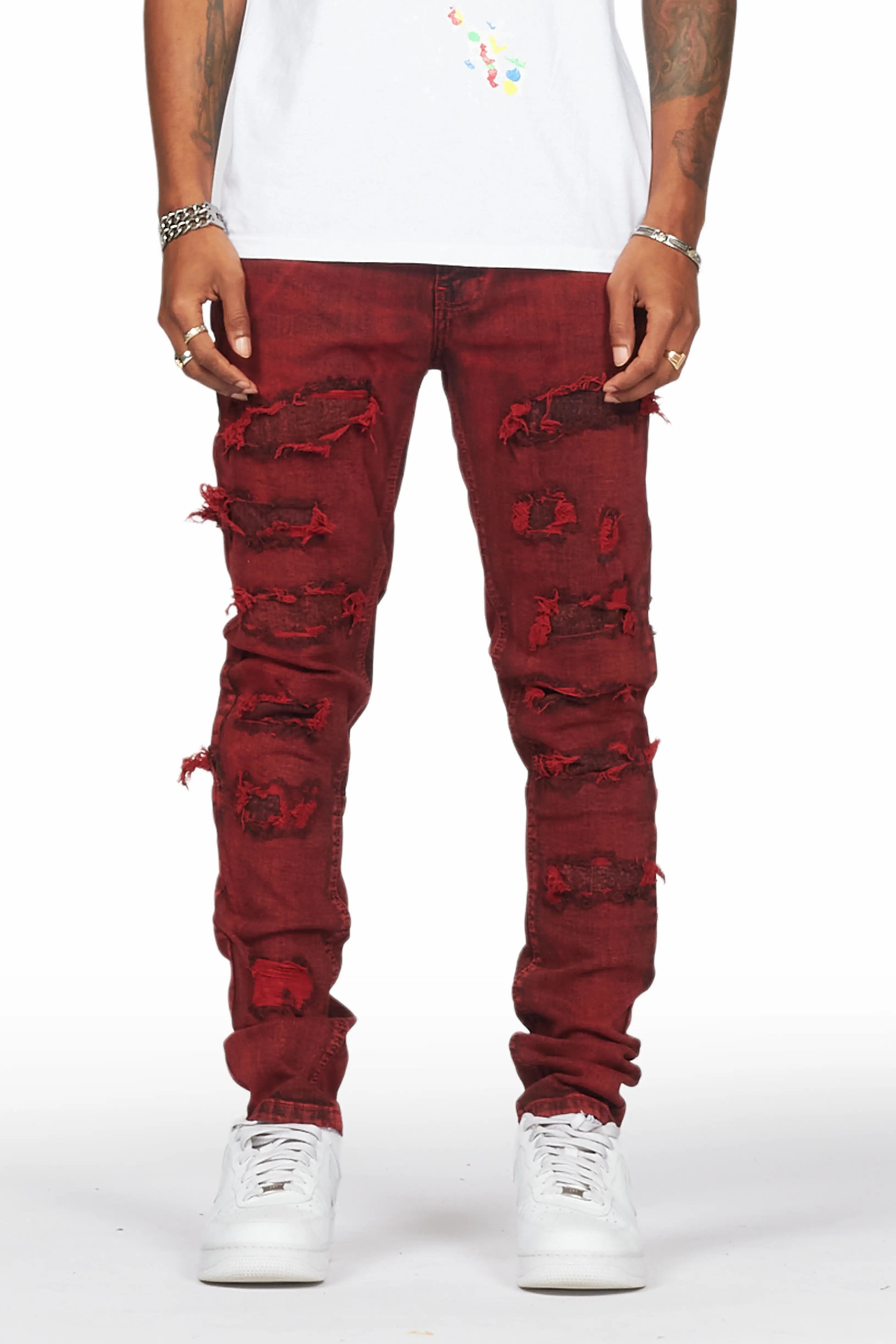 Dalit Red Under Patch Skinny Fit Jean