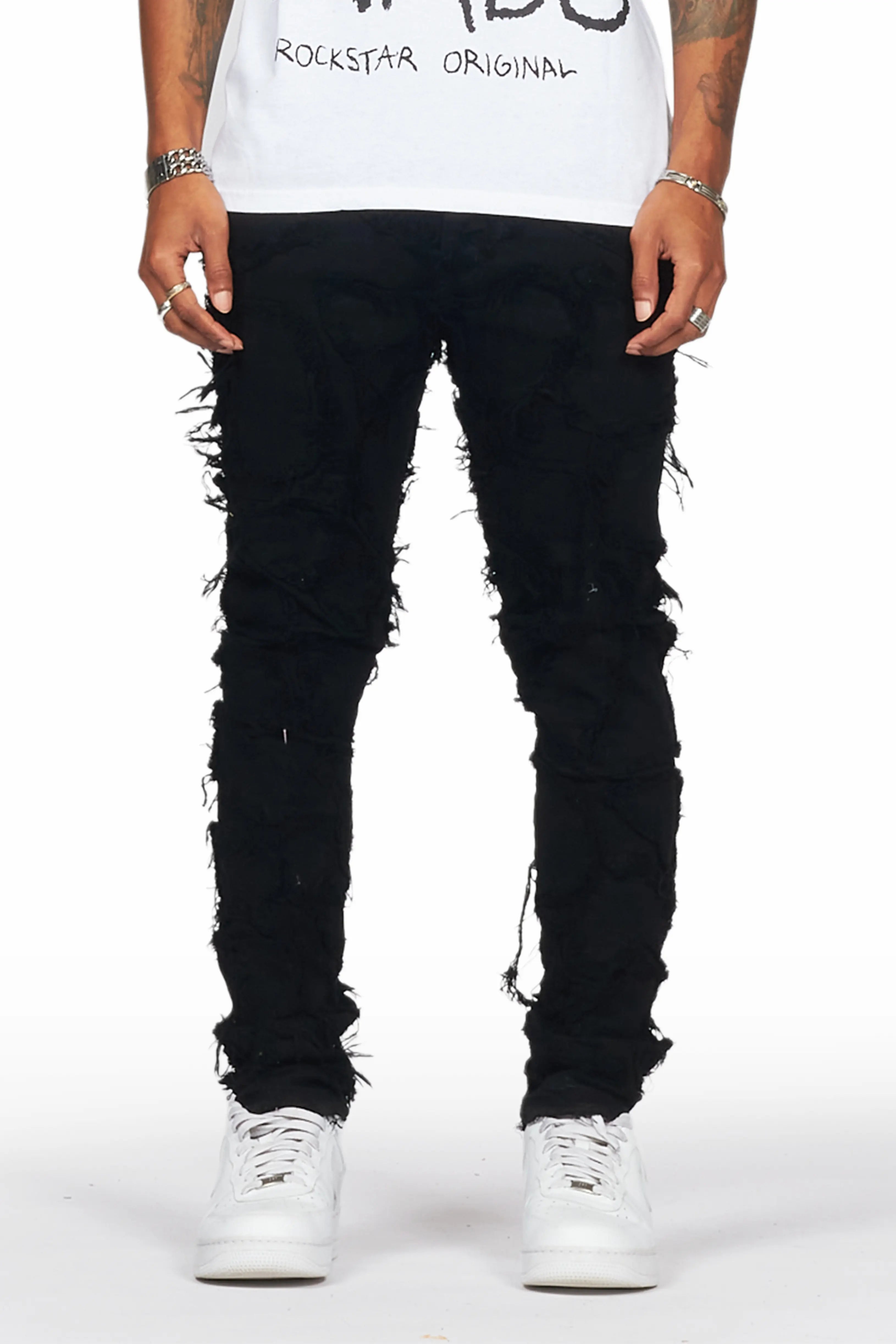 Hakim Jet Black Patchwork Skinny Fit Jean