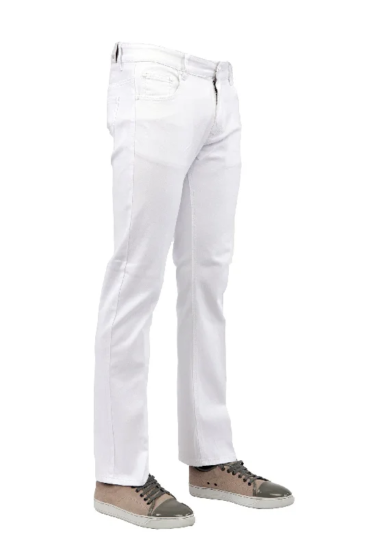 Slim Stretch Cotton twill pants in White