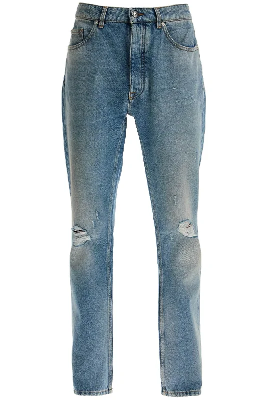 PALM ANGELS straight leg monogram print jeans