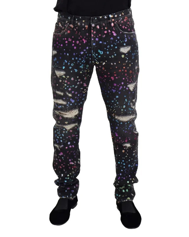 Dolce & Gabbana  Rainbow Dot Distressed Jeans for Men