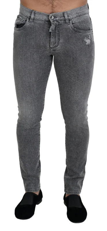 Dolce & Gabbana  Slim Fit Distressed Jeans for Men  Gray