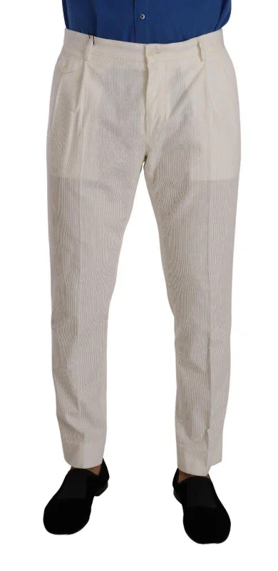 Dolce & Gabbana  Men's White Corduroy Trousers