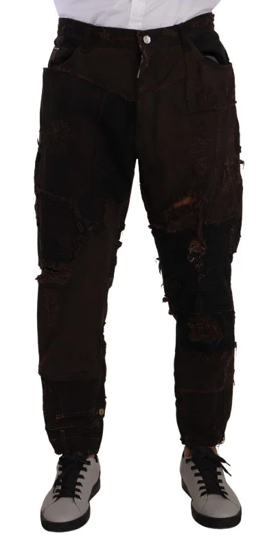 Dolce & Gabbana  Men's Brown Patchwork Jeans