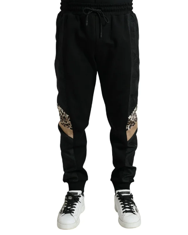 Dolce & Gabbana  Mens Leopard Print Panel Jogger Sweatpants