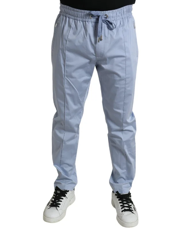 Dolce & Gabbana  Men's Light Blue Cotton Track Pants