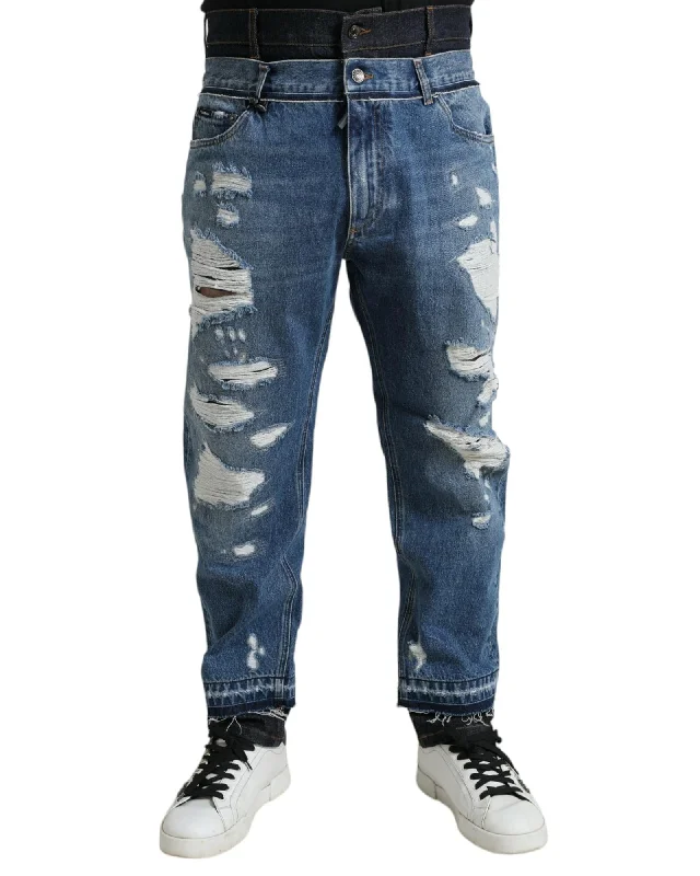 Dolce & Gabbana  Men's Ripped Straight Leg Jeans