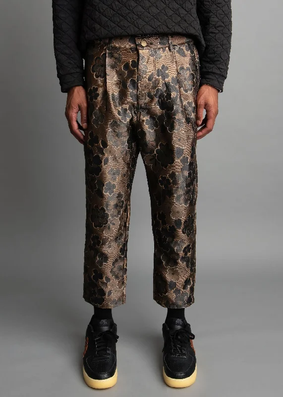 Bronze Brocade Pant: Boxer Cropped Fit