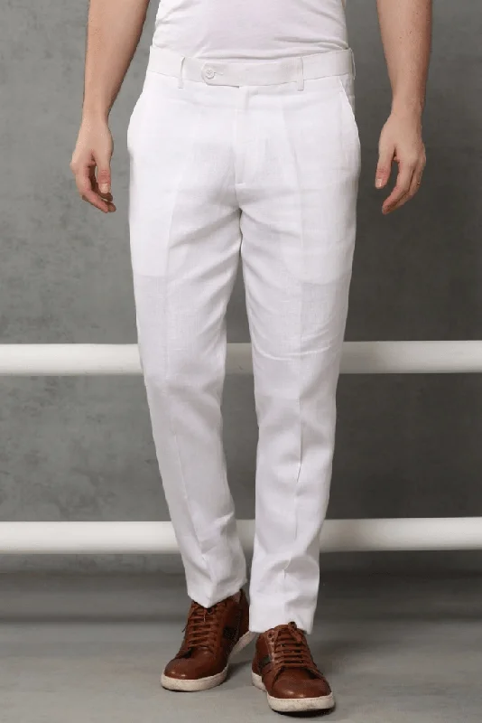 Men Elegant White Pant Office Formal Wear Trouser Gift for Men White Trousers Groomsmen Gift