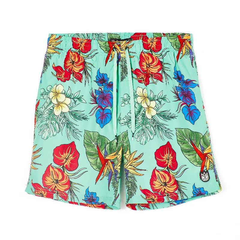 ELASTIC WAIST SWIMSUIT IN HAWAIIAN FLOWER