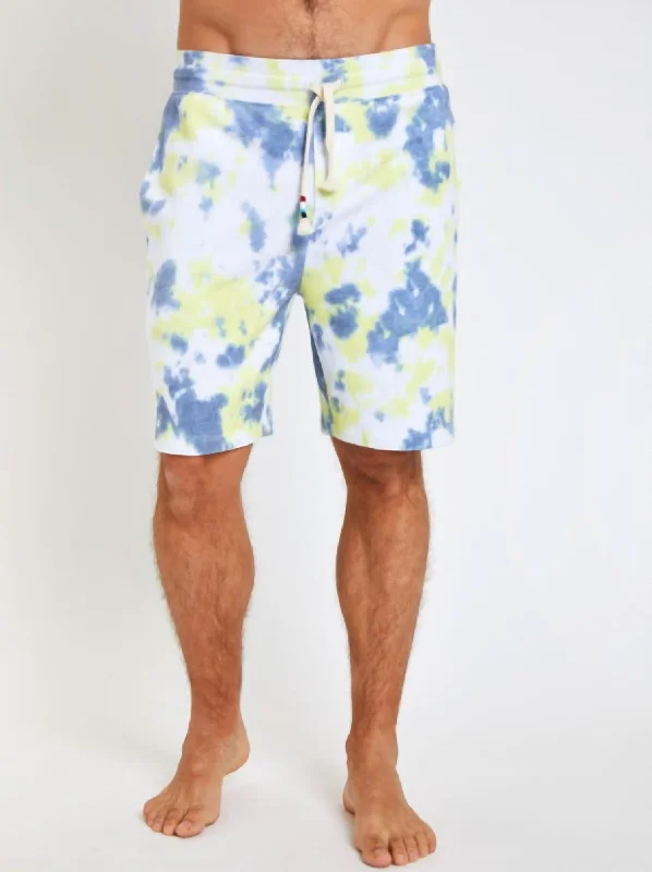 Men's Pull On Shorts In Citron Marble